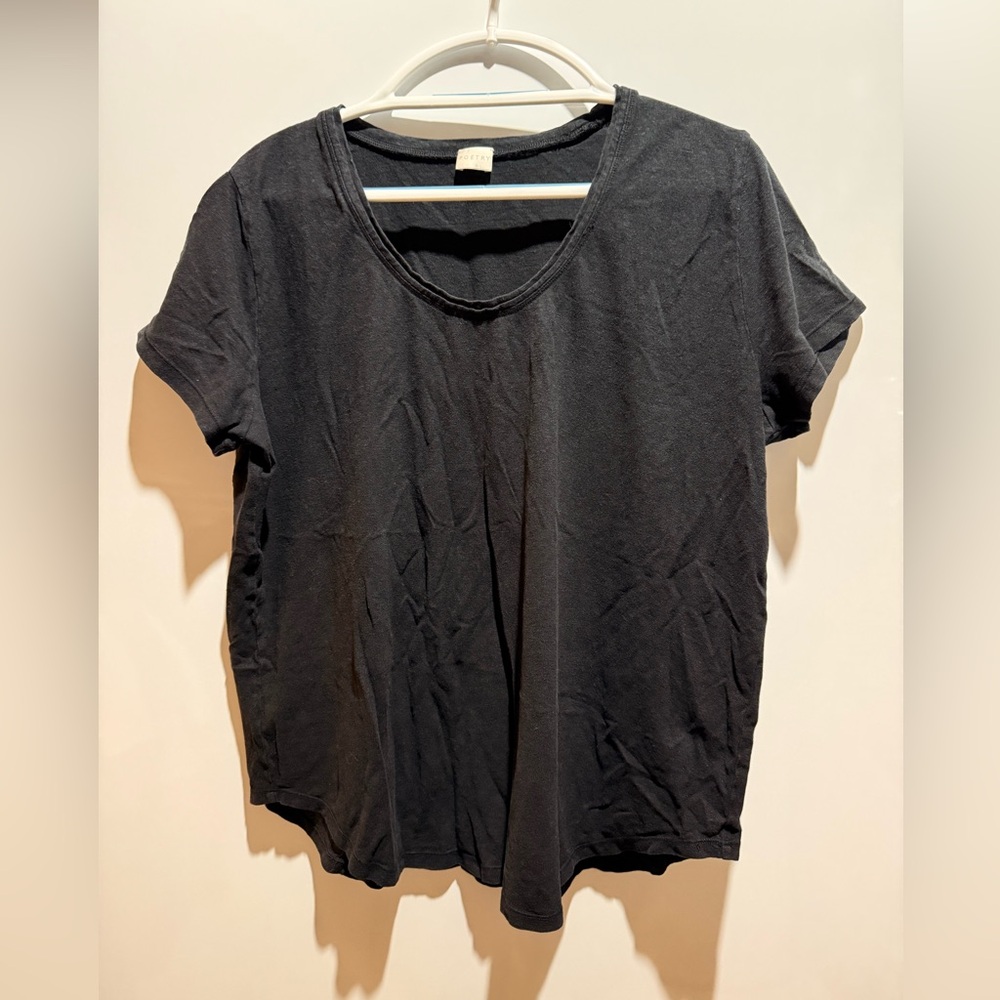 Poetry Black hemp cotton short sleeve tshirt size 14